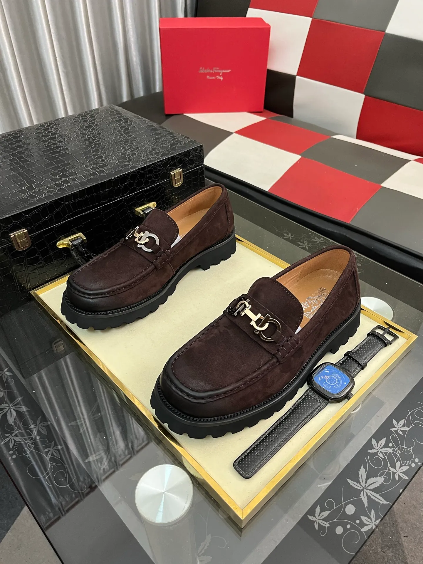 Men's shoes 💰500⌚️⌚️[Salvatore Ferragamo] Ferragamo business leather shoes, 1:1 top purchasing quality, imported selected original open-edge beaded calfskin for the uppers, imported original water-dyed cowhide for the inner feet, imported original customized Italian handmade lightweight foam outsole, size: 38-44 2️⃣colors available